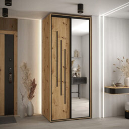 Arte Compact Oak Artisan Cannes Ix Sliding Door Wardrobe 110Cm - Vertical Storage For Modern Living - thumbnail 1