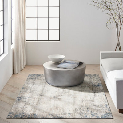 Ivory Grey Abstract Abstract Pattern Bedroom & Living Room Rug -66 X 229Cm (Runner) - image 1