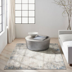 Ivory Grey Abstract Abstract Pattern Bedroom & Living Room Rug -66 X 229Cm (Runner) - thumbnail 1
