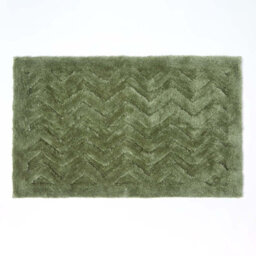 Homescapes Chevron Pattern Thick Sage Green Bathmat