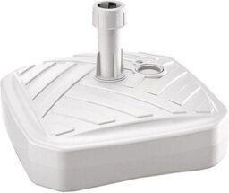Square Fillable Parasol Base By Agritrade - White Plastic - Ideal For Garden Or Balcony
