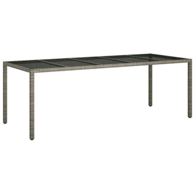 Berkfield Garden Table Grey 250X100X75 Cm Tempered Glass And Poly Rattan - image 1