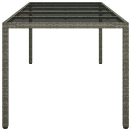 Berkfield Garden Table Grey 250X100X75 Cm Tempered Glass And Poly Rattan - thumbnail 3