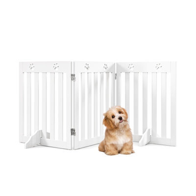 Costway 3-Panel Folding Dog Gate W/ 2 Removable Feet Freestanding Pet Safety Fence Barrier - image 1