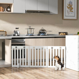 Costway 3-Panel Folding Dog Gate W/ 2 Removable Feet Freestanding Pet Safety Fence Barrier - thumbnail 8