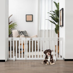 Costway 3-Panel Folding Dog Gate W/ 2 Removable Feet Freestanding Pet Safety Fence Barrier - thumbnail 9