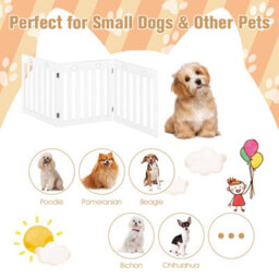 Costway 3-Panel Folding Dog Gate W/ 2 Removable Feet Freestanding Pet Safety Fence Barrier - thumbnail 5