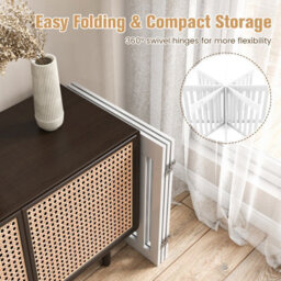 Costway 3-Panel Folding Dog Gate W/ 2 Removable Feet Freestanding Pet Safety Fence Barrier - thumbnail 6