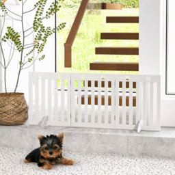 Costway 3-Panel Folding Dog Gate W/ 2 Removable Feet Freestanding Pet Safety Fence Barrier - thumbnail 7