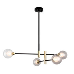 Luminosa Lighting Luminosa Modern Hanging Pendant Black, Brass 4 Light With Clear Shade, G9