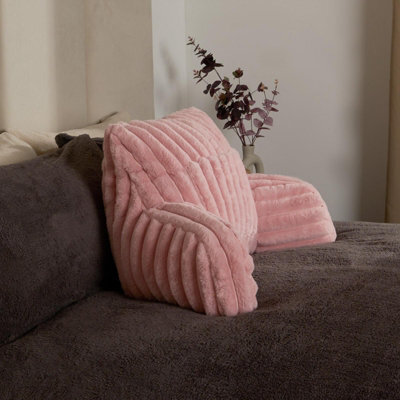 OHS Reading Cushion Faux Fur Fleece Heatable Lumbar Pillow, Blush - One Size - image 1