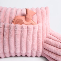 OHS Reading Cushion Faux Fur Fleece Heatable Lumbar Pillow, Blush - One Size - thumbnail 9