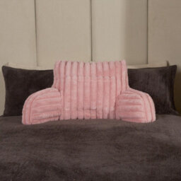 OHS Reading Cushion Faux Fur Fleece Heatable Lumbar Pillow, Blush - One Size - thumbnail 2