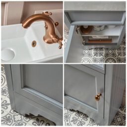 Homestylestore Light Grey 400mm Bathroom Vanity Unit With Basin And Brushed Copper Round Handles - thumbnail 5