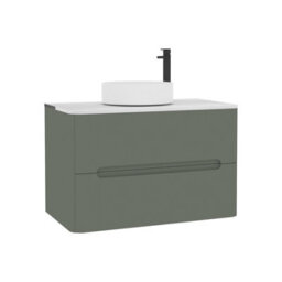 Royal Bathrooms Venice 800mm Sage Green Wall Mounted Vanity Unit 2 Drawer With Carrara White Undrilled Worktop & Without Basin - thumbnail 7