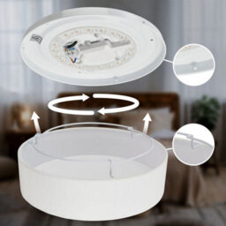 Briloner Mains-Powered Led White Fabric Shade Ceiling Light (Dia)38Cm - thumbnail 8
