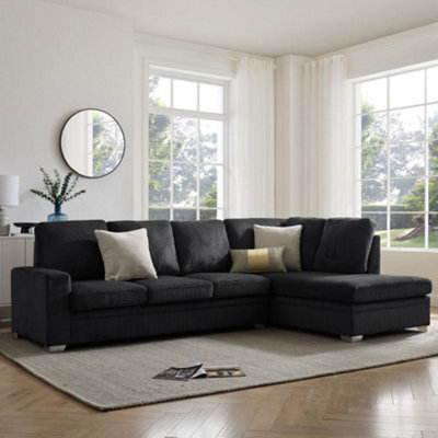 Home Detail Alana Right-Hand Facing Corner Sofa, Black Jumbo Cord - image 1