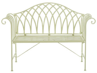 Beliani Pistachio 130Cm Two-Seater Bench - Flared Arms, Vintage Scrollwork - image 1