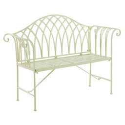 Beliani Pistachio 130Cm Two-Seater Bench - Flared Arms, Vintage Scrollwork - thumbnail 3