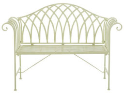 Beliani Pistachio 130Cm Two-Seater Bench - Flared Arms, Vintage Scrollwork - thumbnail 1
