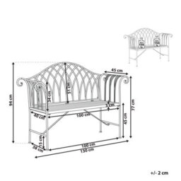 Beliani Pistachio 130Cm Two-Seater Bench - Flared Arms, Vintage Scrollwork - thumbnail 4