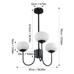 Living And Home 3-Light Creamy White Glass Shades Lampshade Pendant Light Chandelier Fixture E27 - thumbnail 9