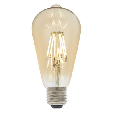 Vintage Style Led Filament Bulb - Pear Shaped E27 Lamp - Amber Tinted Glass - image 1