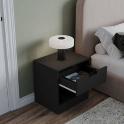 Urbn-Living Urbnliving 47Cm Height Drawer Bedside Black Table Nightstand Shelf Cabinet Storage Unit Bedroom Furniture - thumbnail 2