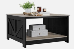 2-Tier Square Wood Coffee Table With Storage Shelf Center Table For Living Room - thumbnail 1
