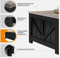 2-Tier Square Wood Coffee Table With Storage Shelf Center Table For Living Room - thumbnail 3