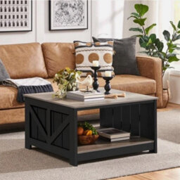 2-Tier Square Wood Coffee Table With Storage Shelf Center Table For Living Room - thumbnail 6
