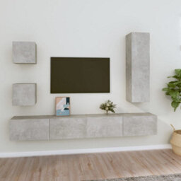 Berkfield 5 Piece Tv Cabinet Set Concrete Grey Engineered Wood - thumbnail 1