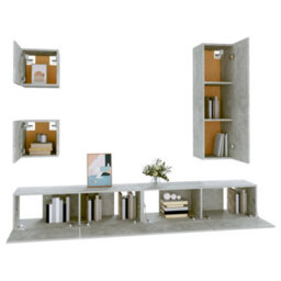 Berkfield 5 Piece Tv Cabinet Set Concrete Grey Engineered Wood - thumbnail 4
