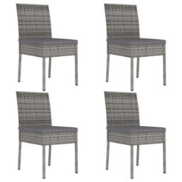 Berkfield 5 Piece Outdoor Dining Set With Cushions Poly Rattan Grey - thumbnail 7