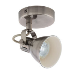 Antique Nickel Wall Spot Light With Creme Shade And Gu10 Bulb