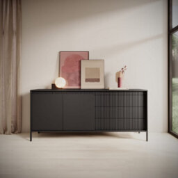 Arte Chic And Versatile Sideboard Cabinet With Drawers (H)810mm (W)1870mm (D)400mm - Black Matt - thumbnail 1