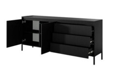 Arte Chic And Versatile Sideboard Cabinet With Drawers (H)810mm (W)1870mm (D)400mm - Black Matt - thumbnail 3