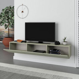 "Decortie Francy Modern Wall Mounted Tv Unit 55"" Multimedia Centre Ash Green White 180Cm" - thumbnail 5