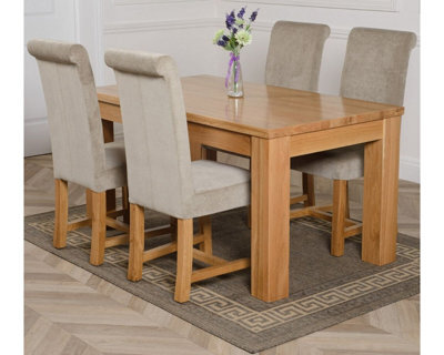 That's Furniture Dakota 152 X 87 Cm Chunky Medium Oak Dining Table And 4 Chairs Dining Set With Washington Grey Fabric Chairs - image 1