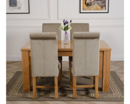 That's Furniture Dakota 152 X 87 Cm Chunky Medium Oak Dining Table And 4 Chairs Dining Set With Washington Grey Fabric Chairs - thumbnail 2
