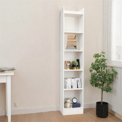 6 Tier Bookcase Tall Narrow Bookcase Wooden Open Storage Book Shelve - image 1