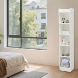 6 Tier Bookcase Tall Narrow Bookcase Wooden Open Storage Book Shelve - thumbnail 6