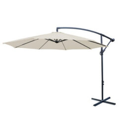 Sundaze 3M Cream Cantilever Banana Parasol Crank Handle Patio Garden Umbrella With Base Weights & Cover - thumbnail 2