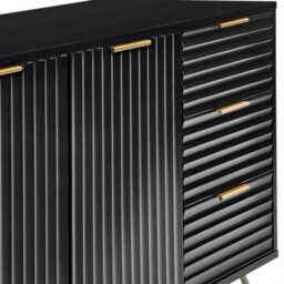 Julian Bowen Murano 2 Door 3 Drawer Large Sideboard With Internal Shelf Storage, Black, Gold Legs, Height: 80 X Width: 118 X Depth: 40Cm - thumbnail 6