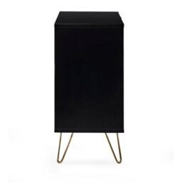 Julian Bowen Murano 2 Door 3 Drawer Large Sideboard With Internal Shelf Storage, Black, Gold Legs, Height: 80 X Width: 118 X Depth: 40Cm - thumbnail 4