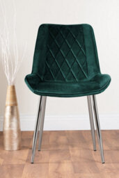 Furniturebox Novara White High Gloss 120Cm Round Dining Table With Chrome Starburst Legs & 6 Green Pesaro Velvet Chairs - thumbnail 7