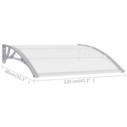 Berkfield Door Canopy Grey And Transparent 120X80 Cm Pc - thumbnail 6