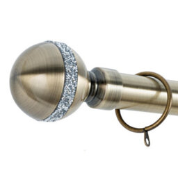 A.unique Home Diamante Ball Metal Extendable Curtain Pole With Rings And Fittings (25/28mm) - Antique Brass, 120Cm - 220Cm  Approx - thumbnail 3