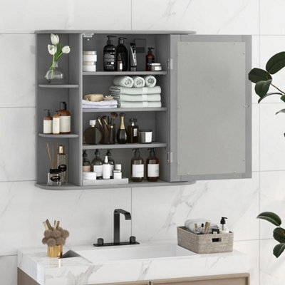 3 Tier Mirrored Bathroom Cabinet Wall Mount Storage Cupboard W/ Display Shelves - image 1