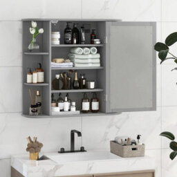 3 Tier Mirrored Bathroom Cabinet Wall Mount Storage Cupboard W/ Display Shelves - thumbnail 1